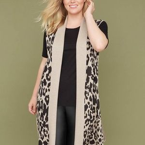 Lane Bryant Jackets & Coats - Lane Bryant Leopard Jaquard Sweater vest duster Lane Bryant Jackets & Coats - Lane Bryant Leopard Jaquard Sweater vest duster